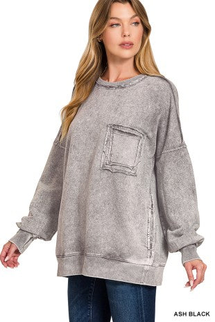 Light Grey Washed & French Terry Pullover