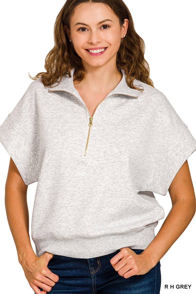 Scuba High Neck Half Zip Short Sleeve Pullover