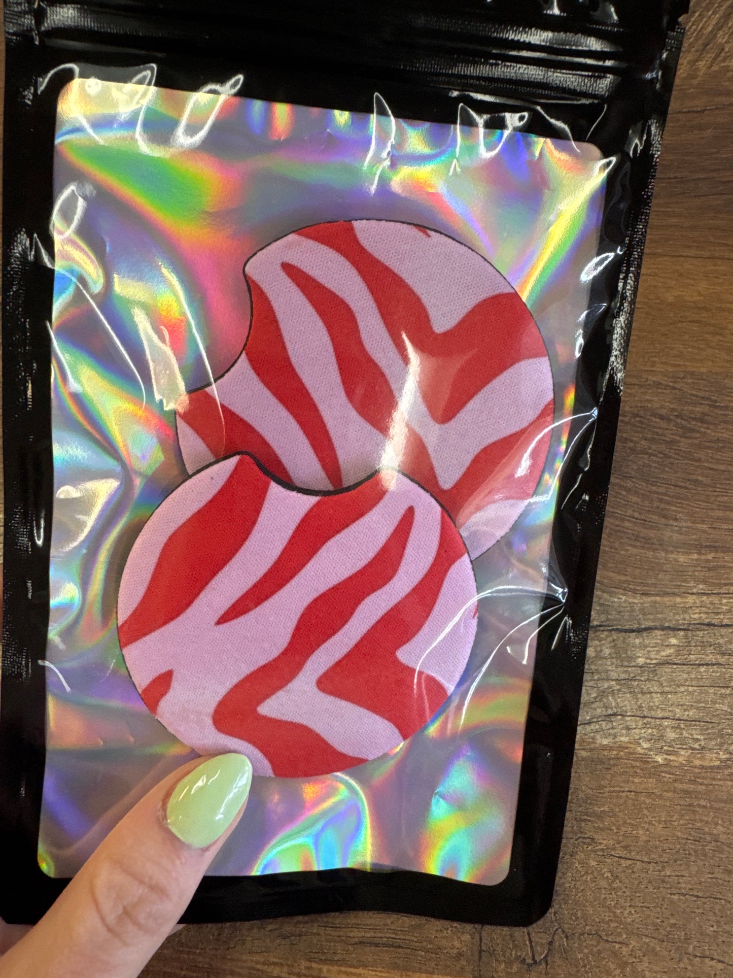 Pink + Red Zebra Car Coasters