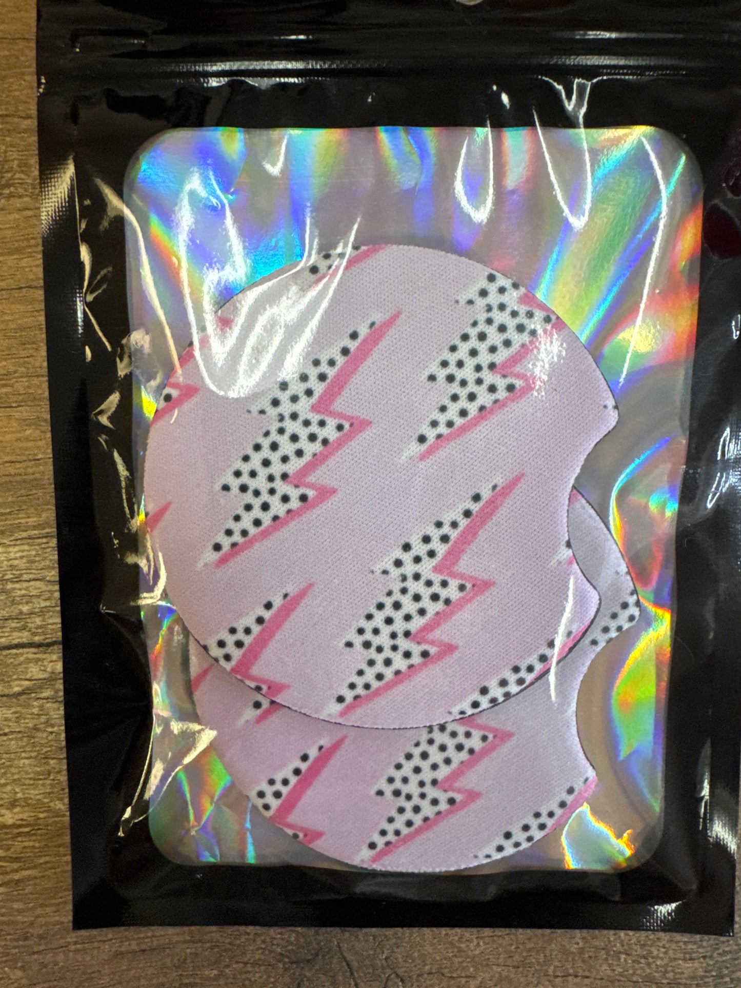 Pink Dot Lightning Bolt Car Coasters