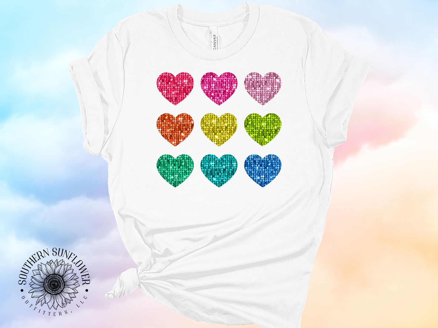 Rainbow Sequin Hearts