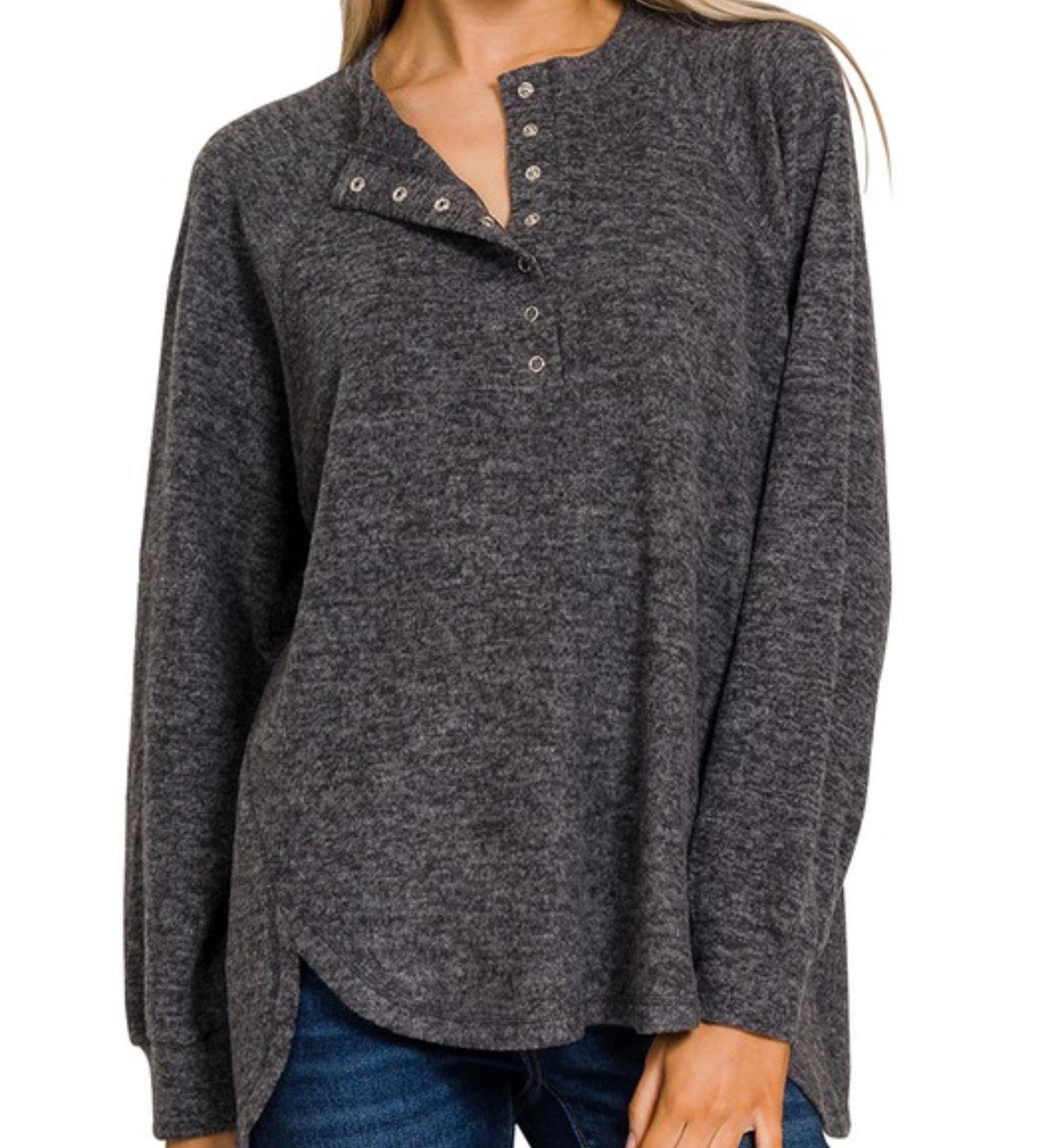 Black Hacci Henley Sweatshirt