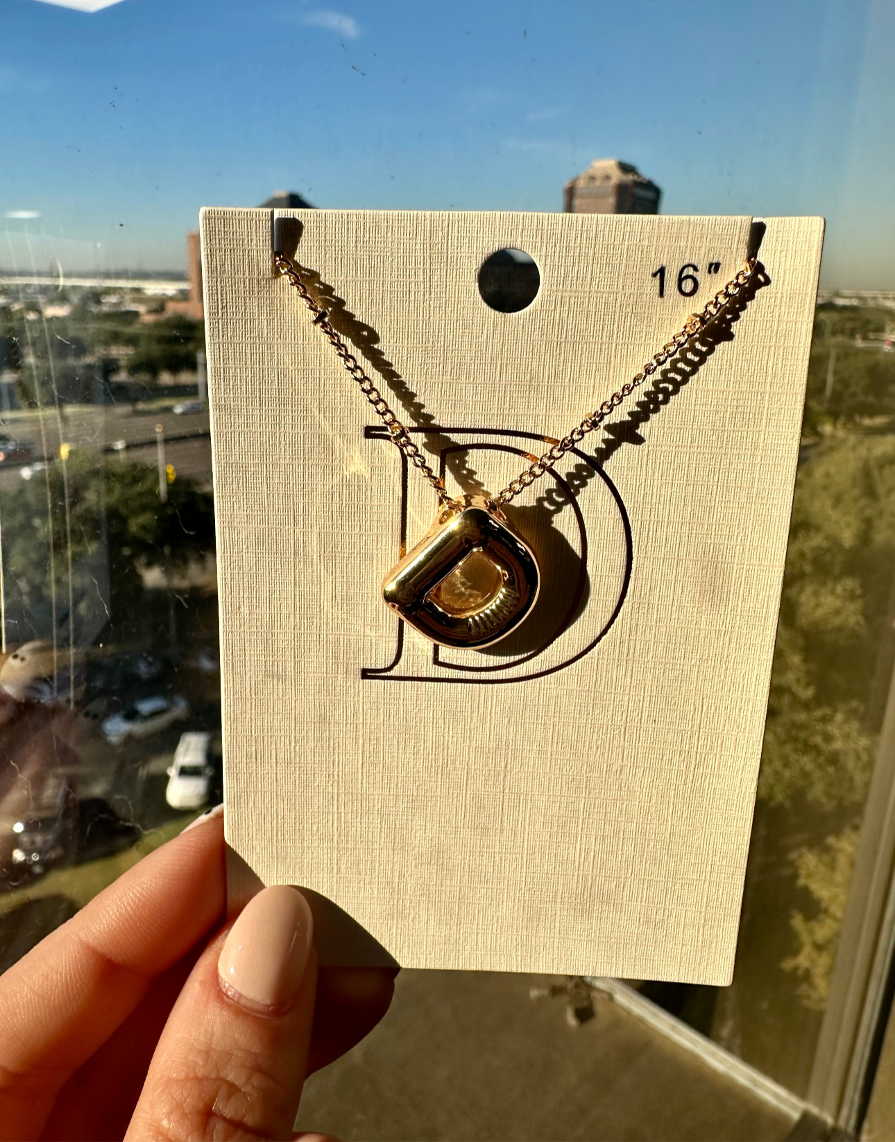 Gold Bubble Letter Necklace