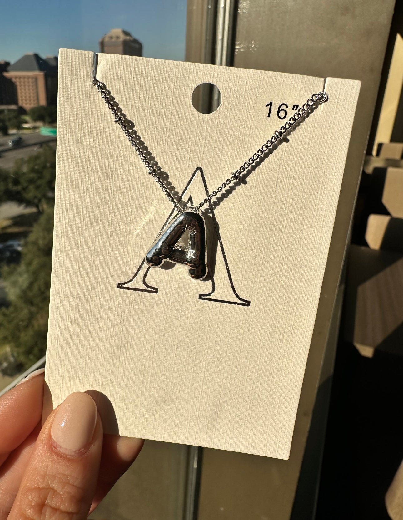 Silver Bubble Letter Necklace