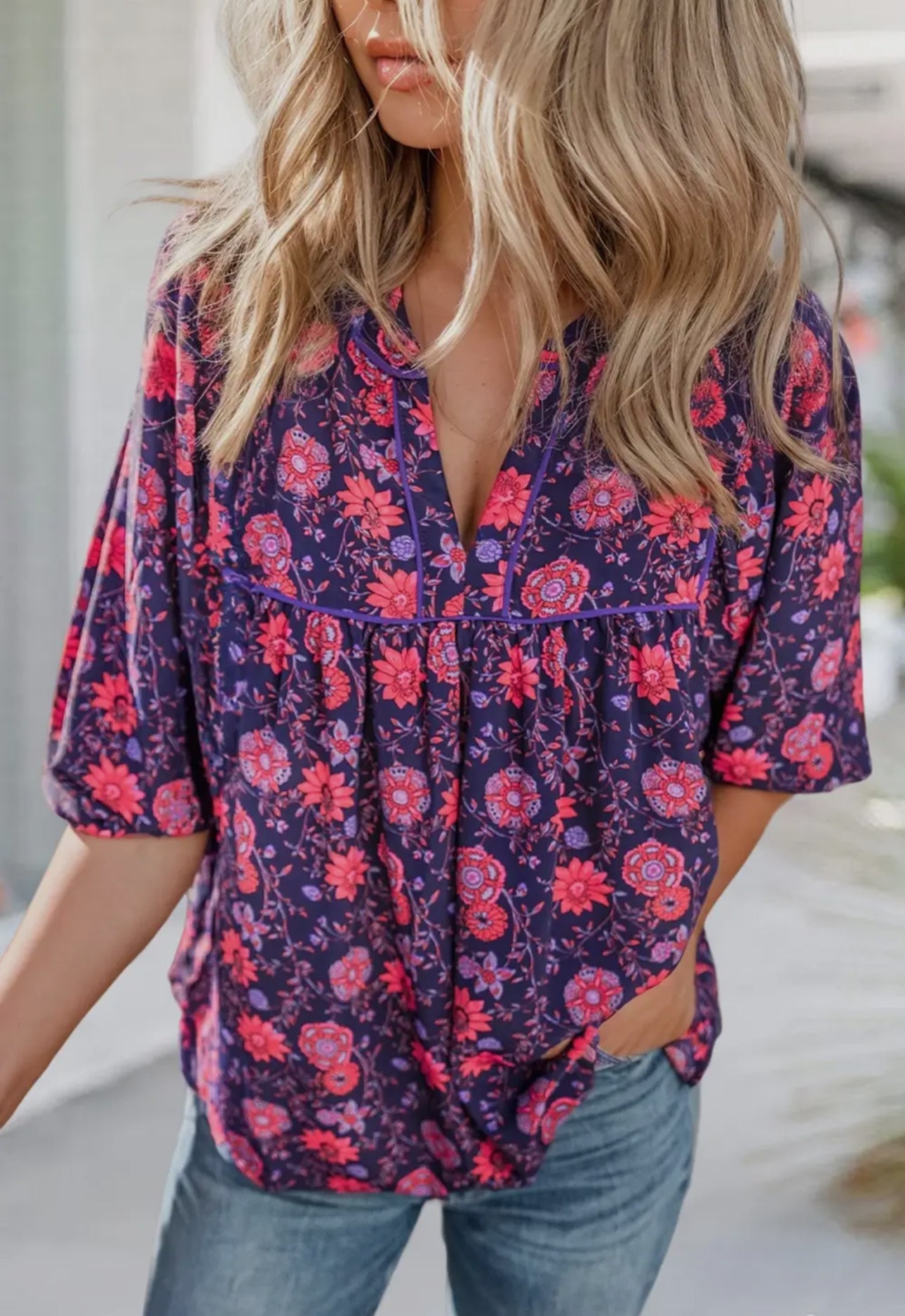Floral Half Sleeve Blouse