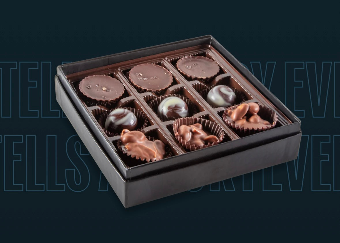 Bourbon Barrel Assorted Artisan Chocolates - 9 Piece Box