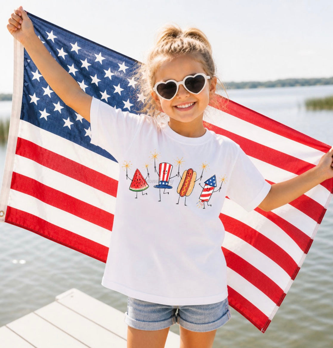 4th of July doodle Infant, Toddler, Youth Short Sleeve