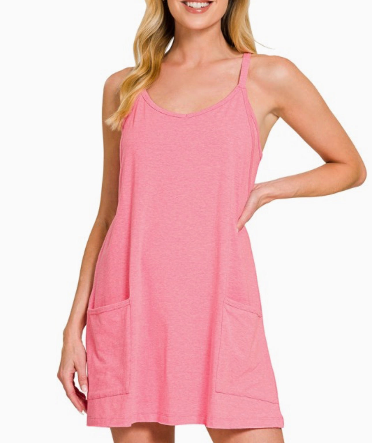 Heather Fuchsia Mini Dress with Built-in Romper Liner