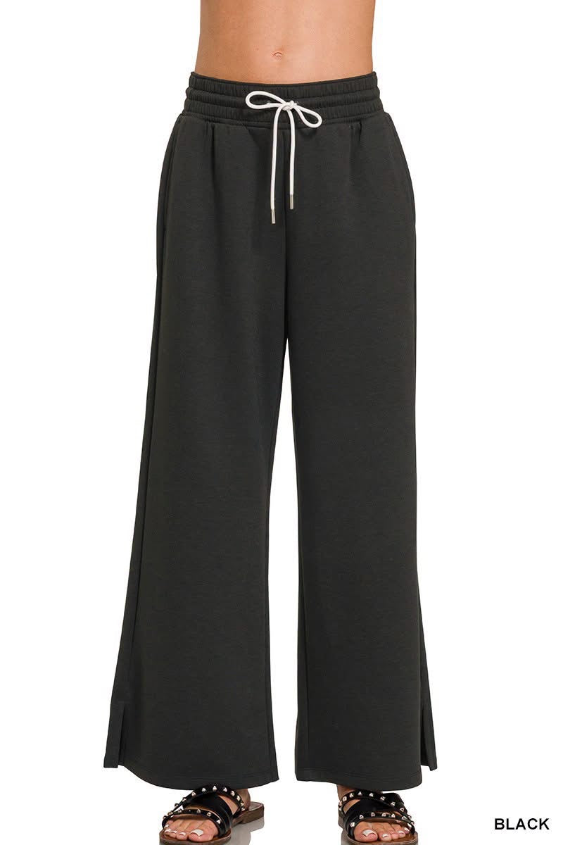 Black Scuba Drawstring Pants