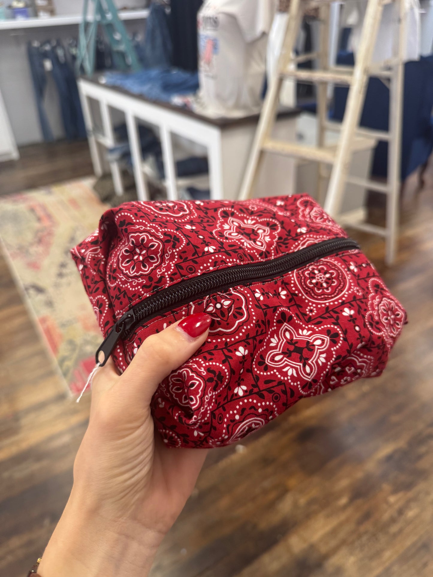 TCB Red Paisley Cosmetic Bag