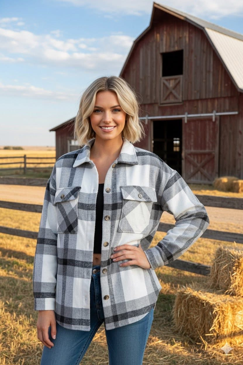 Black + White Plaid Shacket