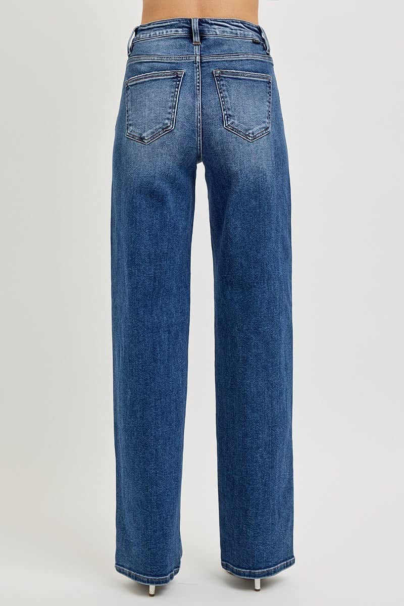 Risen Tummy Control High Rise Wide Baggy Jeans