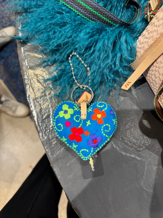 Blue Felt Heart Keychain