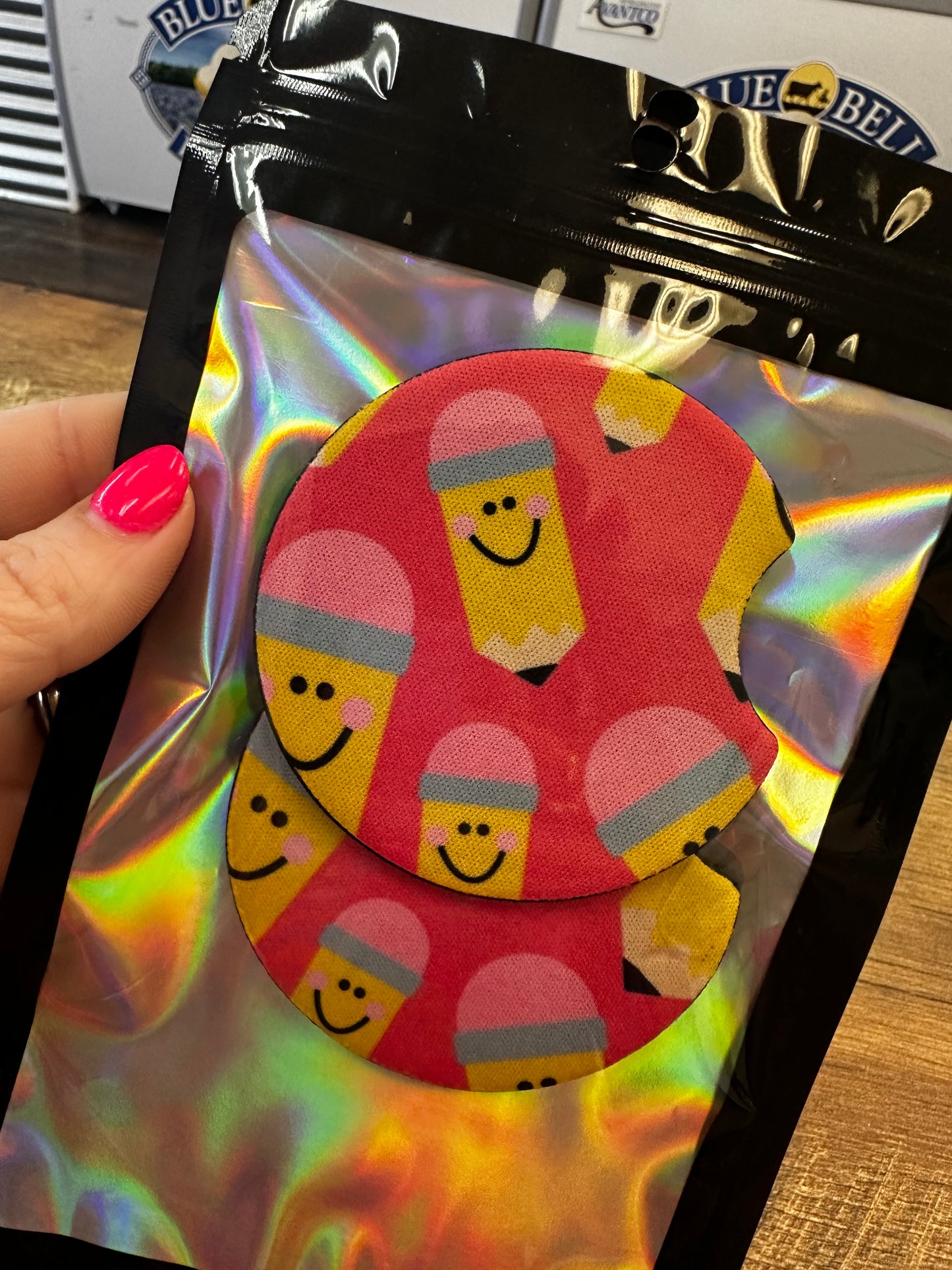 Smiley Pencil Car Coasters