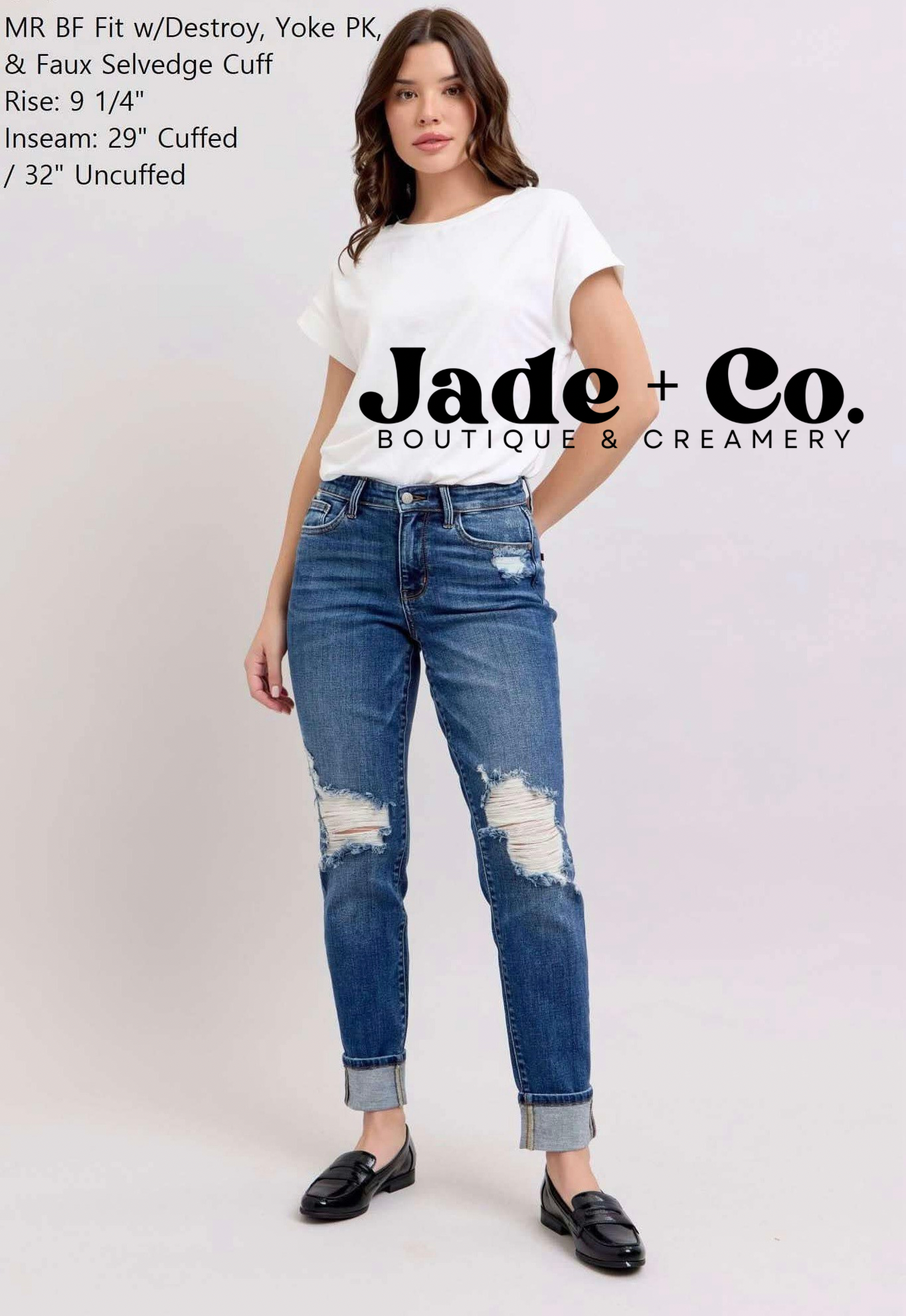 Judy Blue Midrise Boyfriend Distressed Jean
