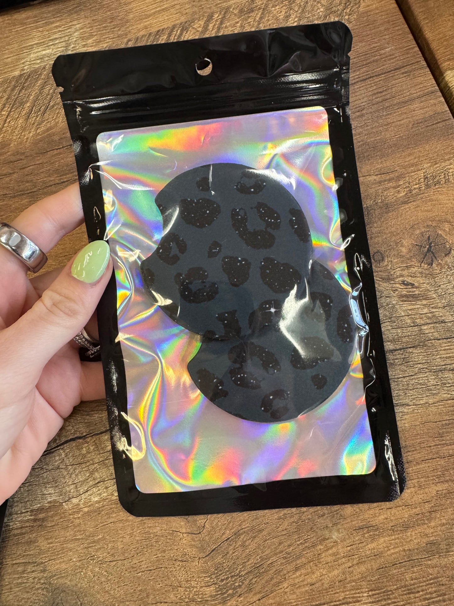 Black leopard sparkle Car Coasters