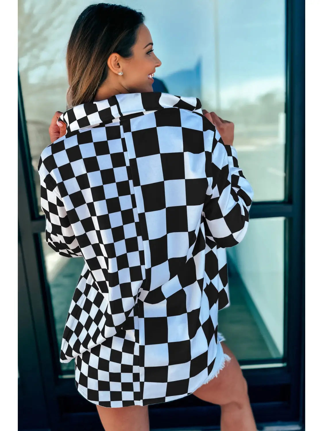PRE-ORDER ETA DEC 17: Checker Flap Pocket Button Front Shacket