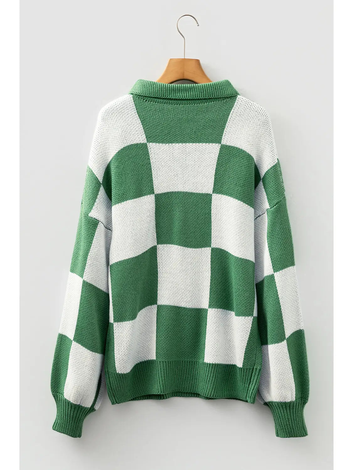 PRE-ORDER ETA DEC 17: Green Checkered Collared Long Sleeve Sweater