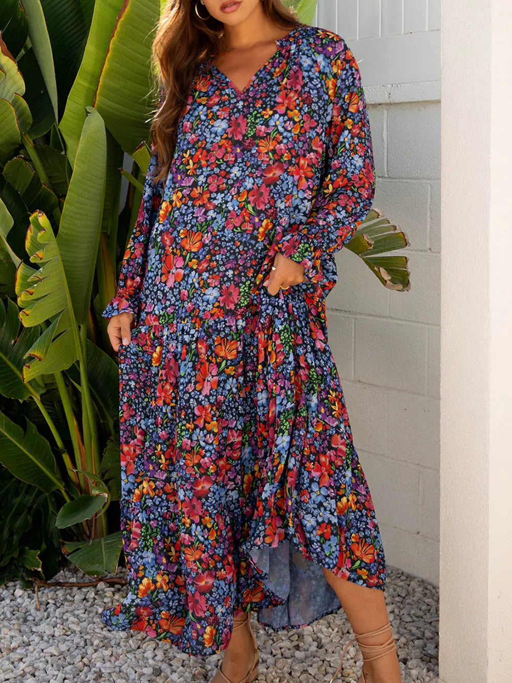 PRE-ORDER ETA DEC 17: Floral V-Neck Long Sleeve Maxi Dress