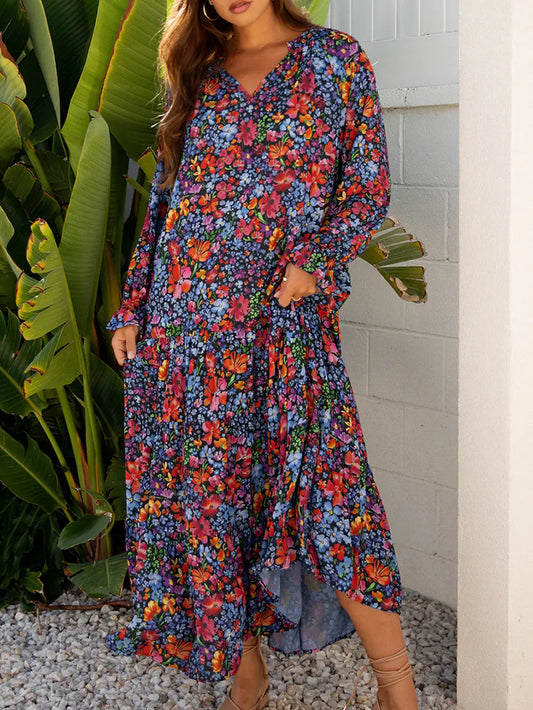 PRE-ORDER ETA DEC 17: Floral V-Neck Long Sleeve Maxi Dress