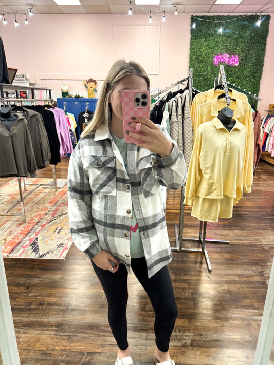 Black + White Plaid Shacket
