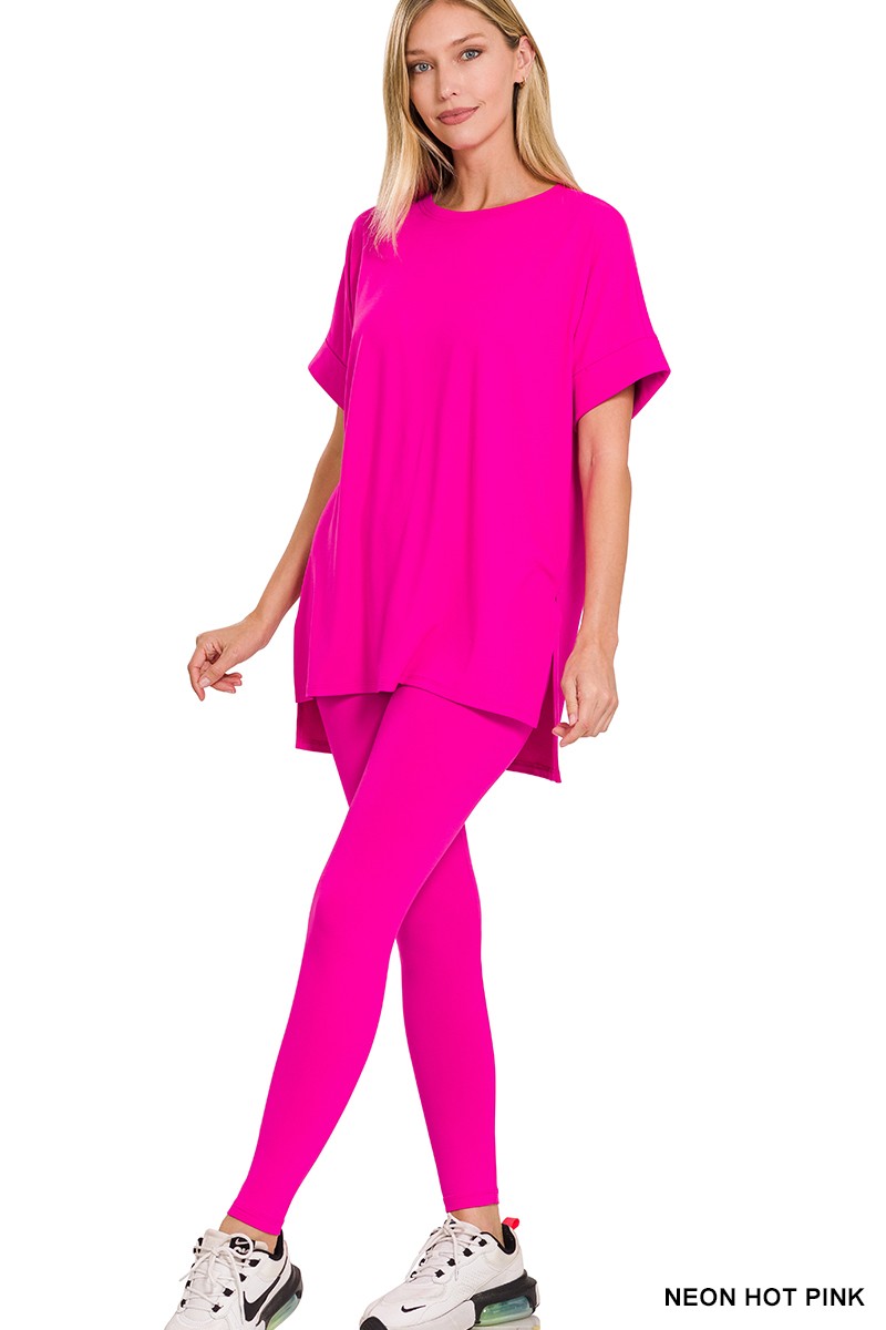 Hot Pink BUTTERSOFT Brushed Microfiber Short Sleeve Set