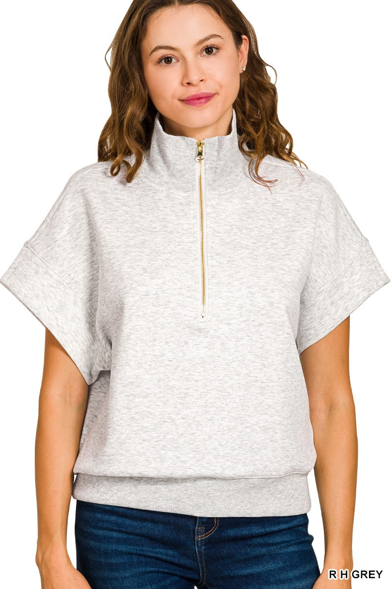 Scuba High Neck Half Zip Short Sleeve Pullover