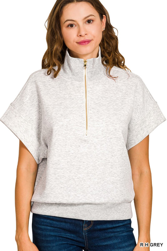 Scuba High Neck Half Zip Short Sleeve Pullover