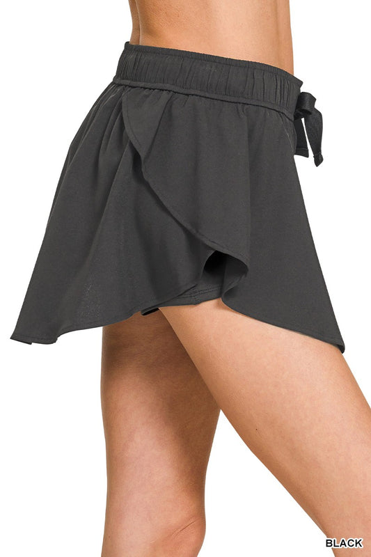 Black Soft Woven Active Skorts