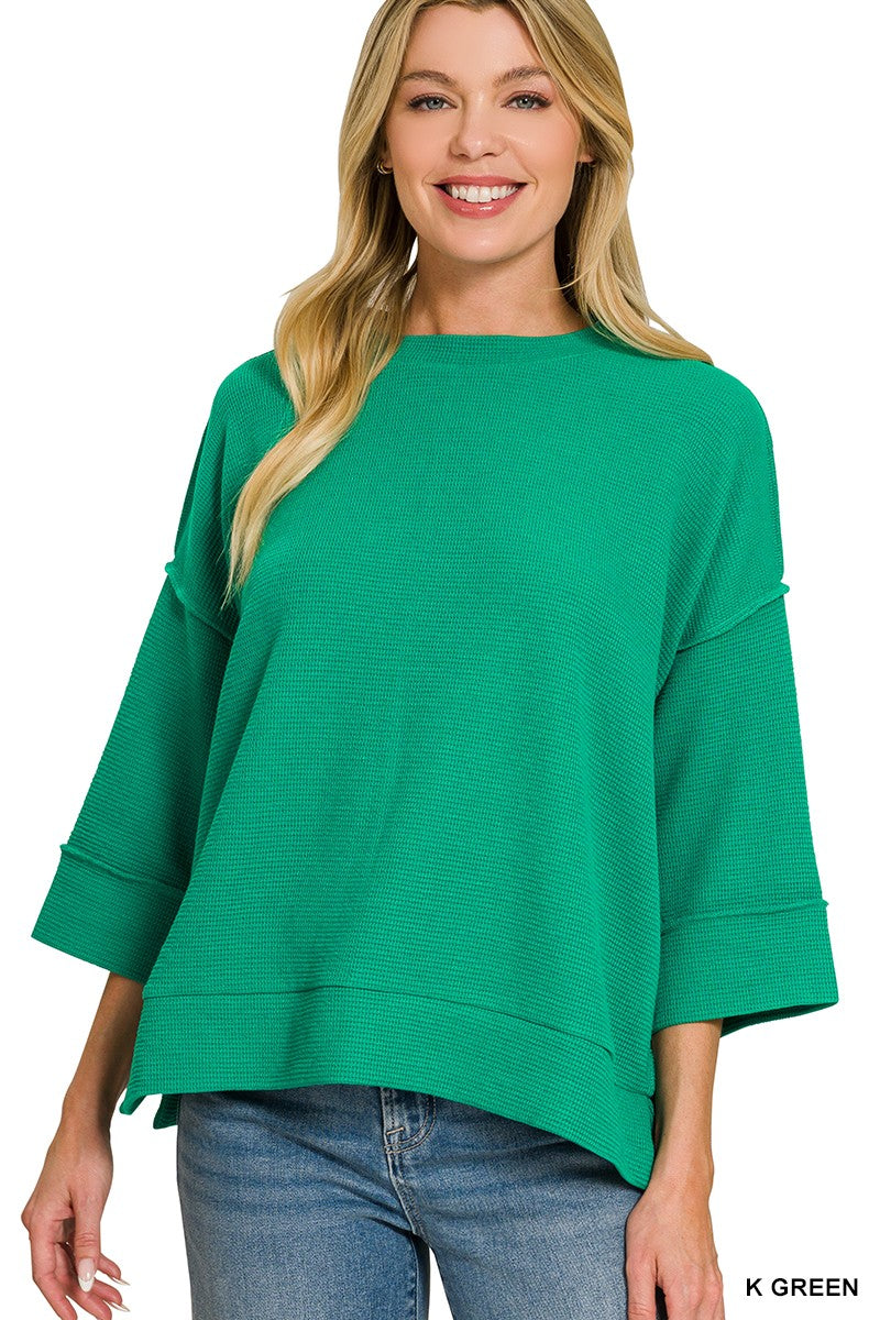 Kelly Green Double Knit 3/4 Sleeve Top