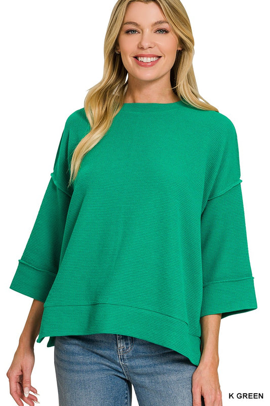 Kelly Green Double Knit 3/4 Sleeve Top