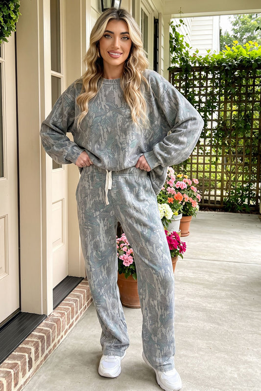 Camo Print Oversized Pullover Drawstring Pant