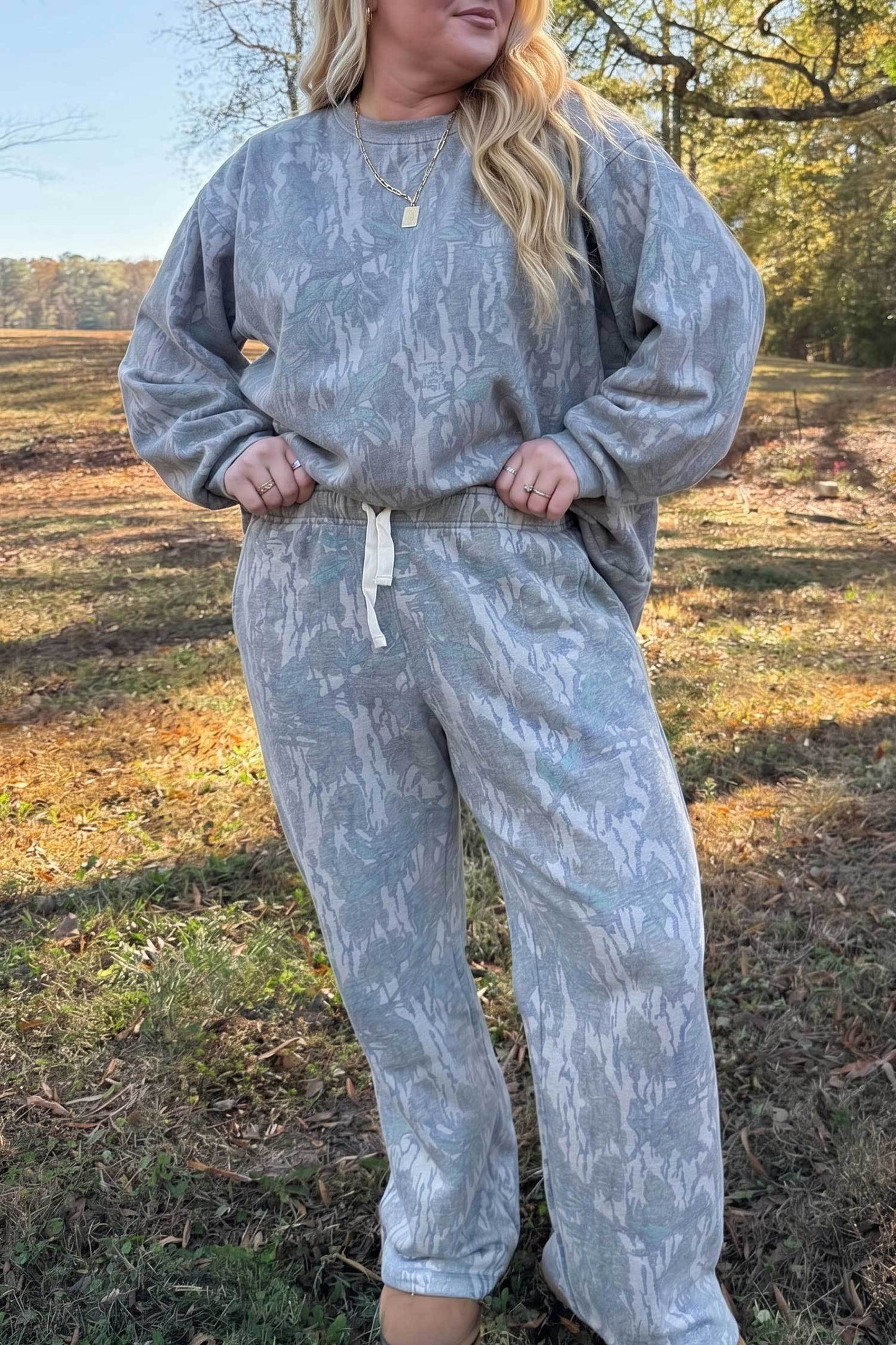 Camo Print Oversized Pullover Drawstring Pant