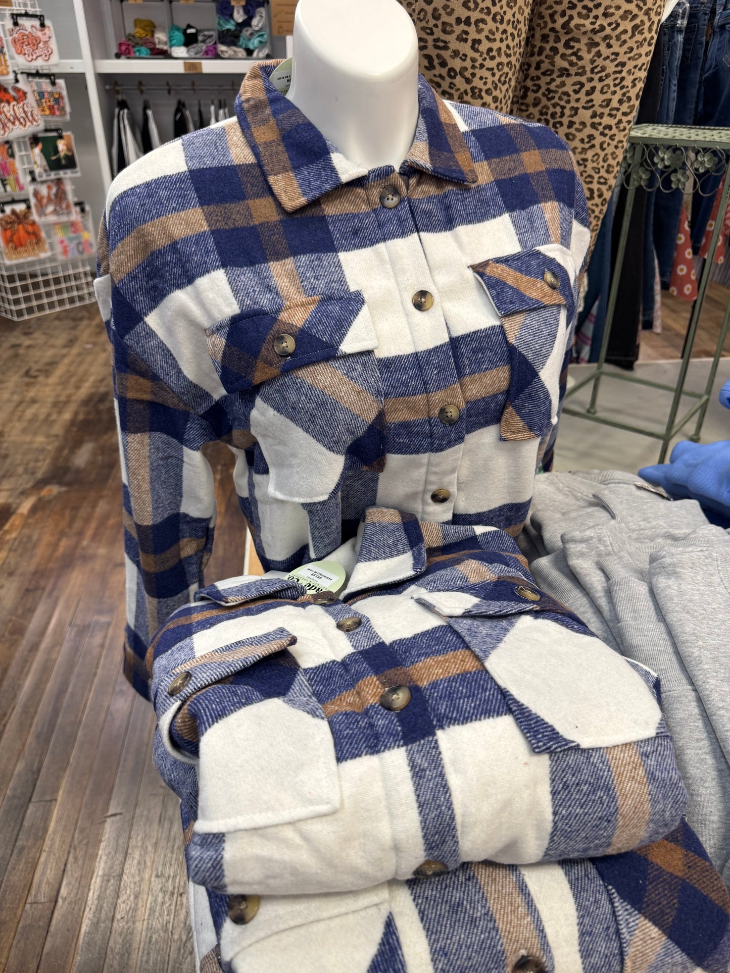 Navy Plaid Shacket