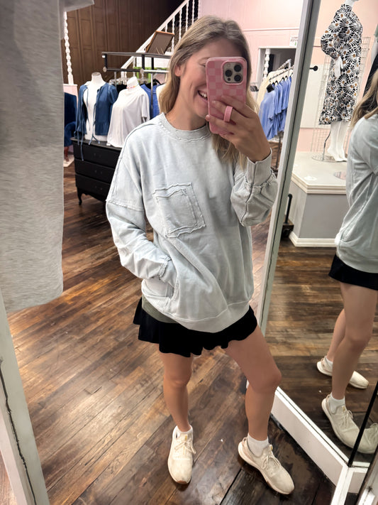 Light Grey Washed & French Terry Pullover