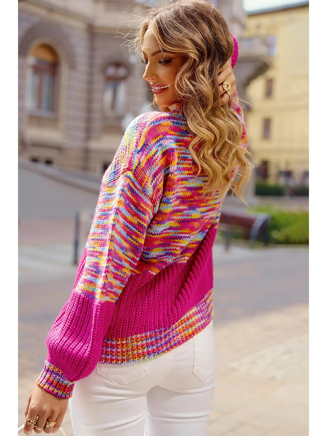 PRE-ORDER ETA DEC 17: Rainbow Confetti Patchwork Drop Shoulder Sweater