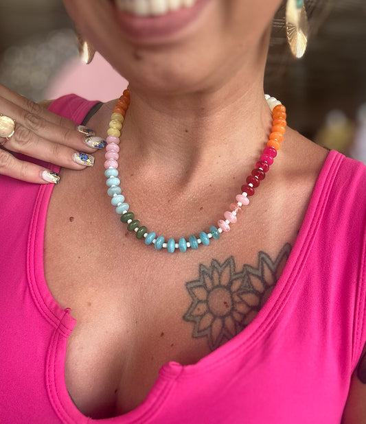 Pre-order: Rainbow beaded necklace