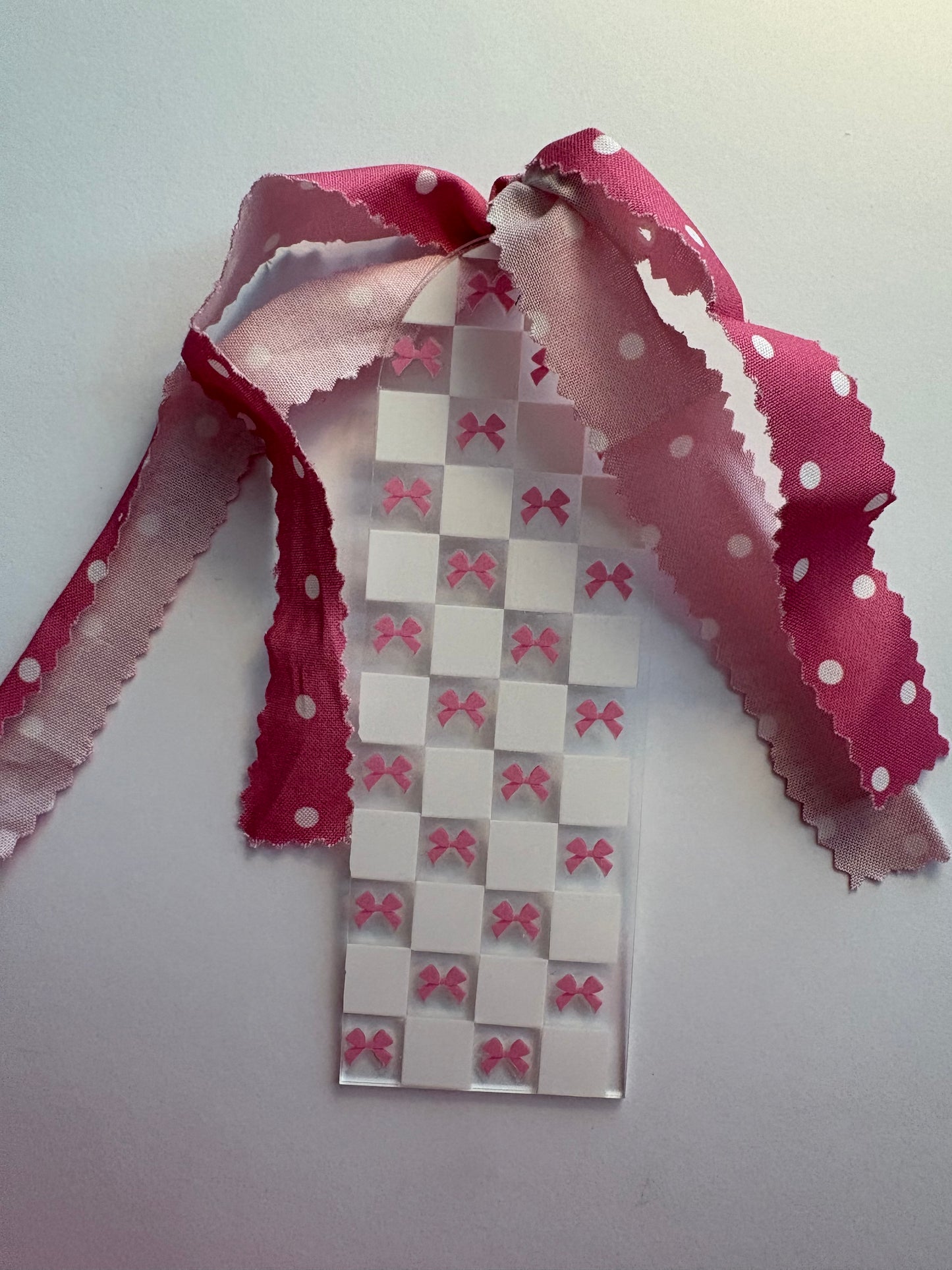 Pink Bow Checkered Acrylic Bookmark