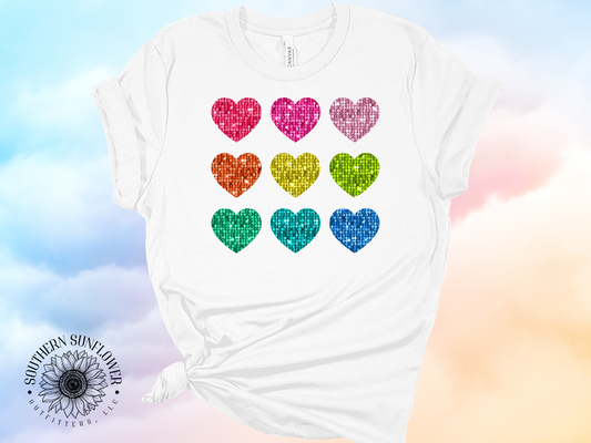 Rainbow Sequin Hearts