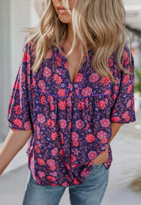 Floral Half Sleeve Blouse
