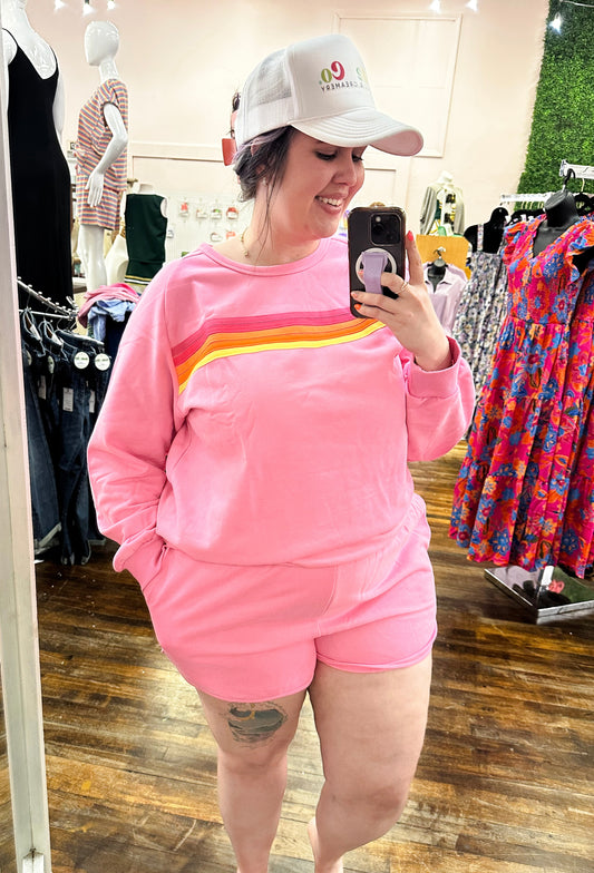 Sunset Striped Long Sleeve + Shorts Set