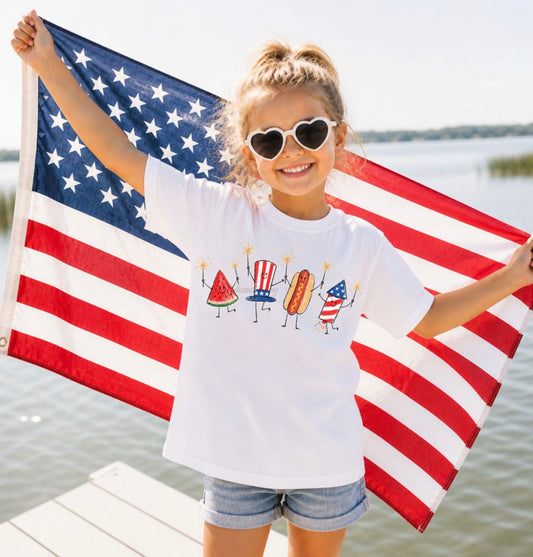 4th of July doodle Infant, Toddler, Youth Short Sleeve