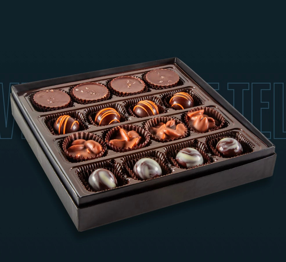 Bourbon Barrel Assorted Artisan Chocolates - 16 Piece Box