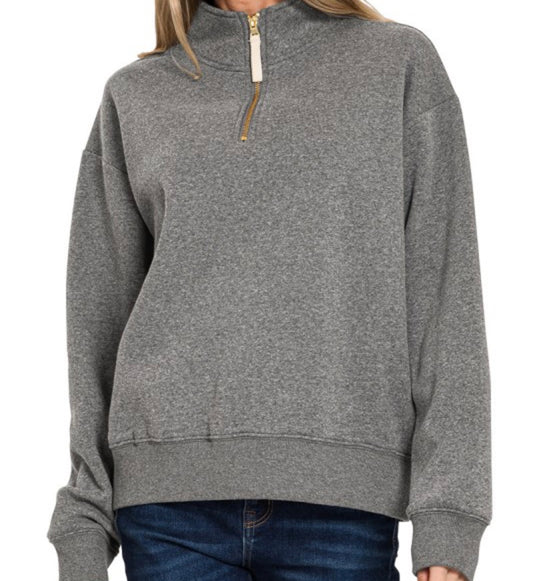 Charcoal Fleece Half Zip Sweatshirt