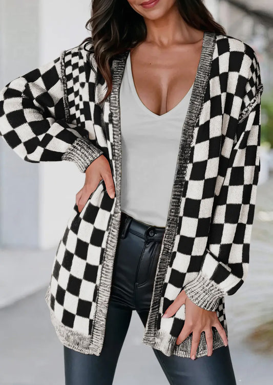 Checkered Pattern Cardigan