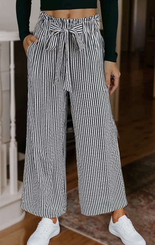Striped Drawstring Shift Pants