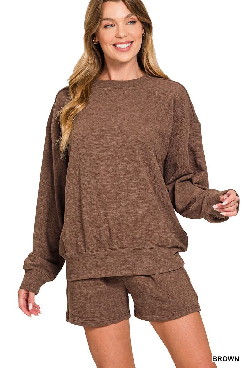 Brown Pullover Short Set