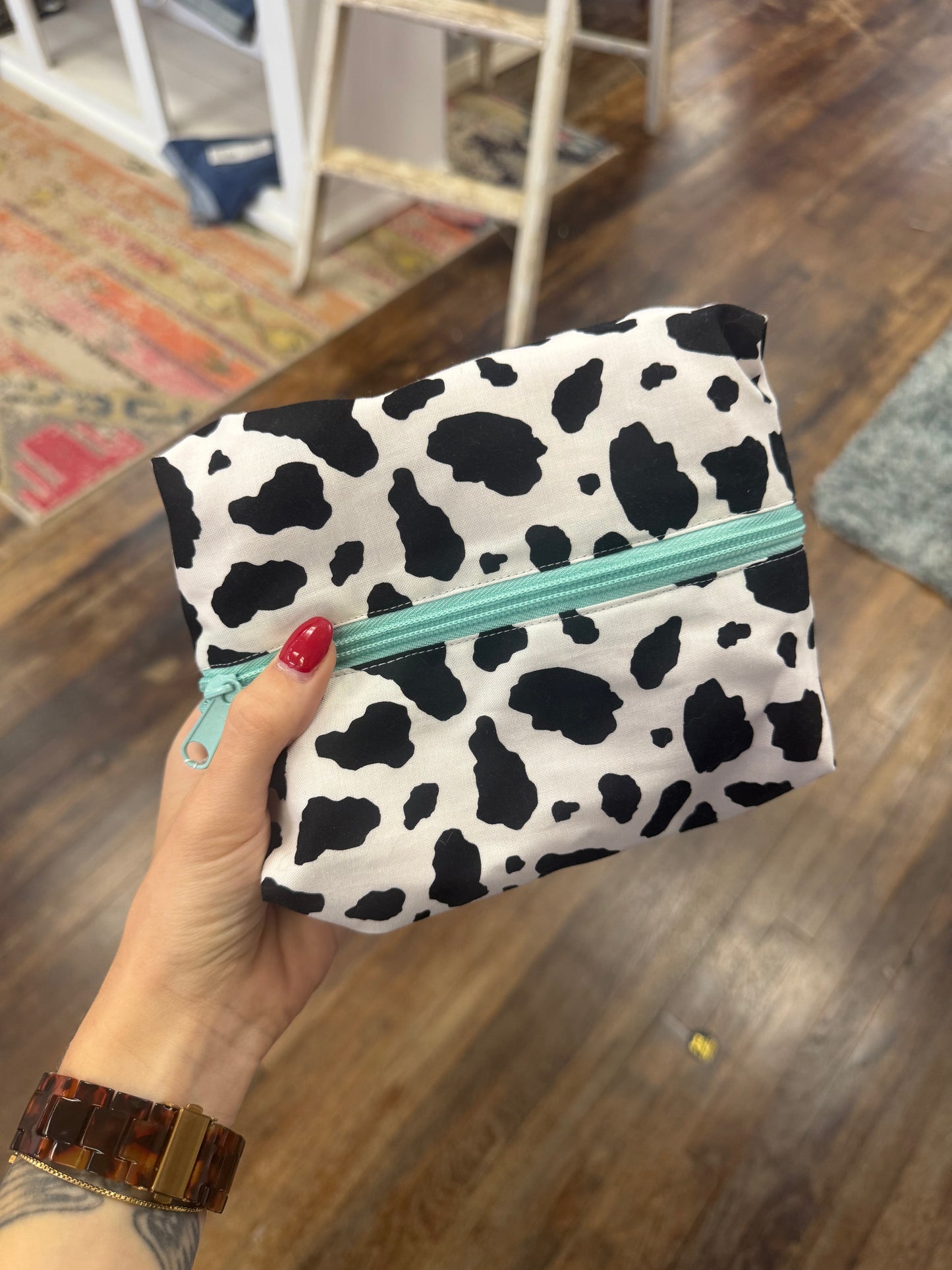 TCB Cowprint Cosmetic Bag