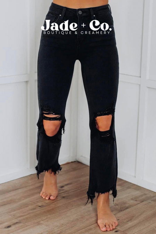 Black Risen High Rise Cropped Jean