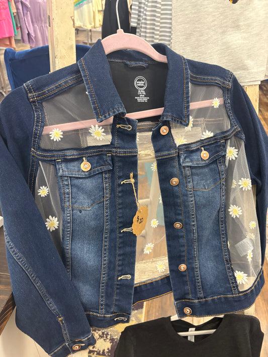 TCB Girls 14/16 Lace Panel Denim Jacket